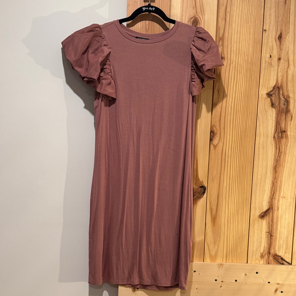 Express Mauve Ruffle Sleeve Mini Dress